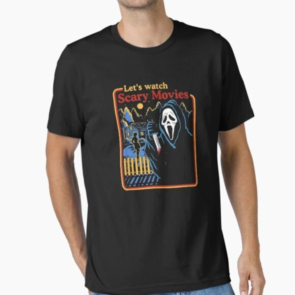 Ghost Face Brand Let’s Watch Scary Movies T- Shirt Adult‎ Large Halloween